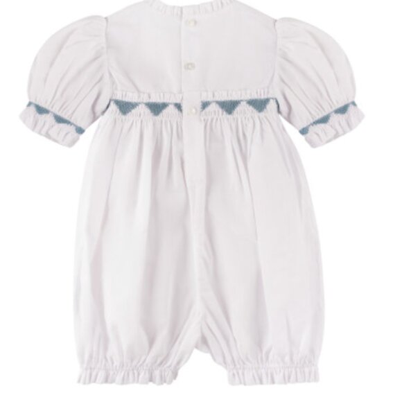 Feltman Brothers Smocked Girls Blue and White Romper 18 months NWT - Picture 4 of 4